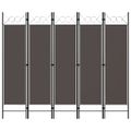 vidaXL Paraván s 5 panelmi, antracitový 200x180 cm