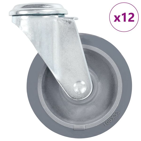 vidaXL 12 ks otočné kolieska s otvorom na skrutku 100 mm
