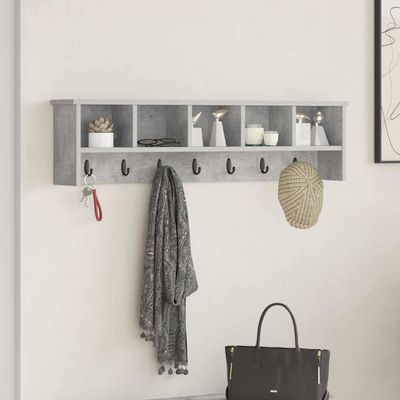 vidaXL Vešiak na stenu Betónová šedá 100 x 16 x 26 cm Kompozitné drevo
