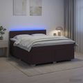 vidaXL Posteľ s boxspringom a matracom a LED Tmavohnedá 180 x 200 cm