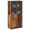 vidaXL Vysoká skrinka s dvierkami staré drevo 68x37x142 cm komp. drevo