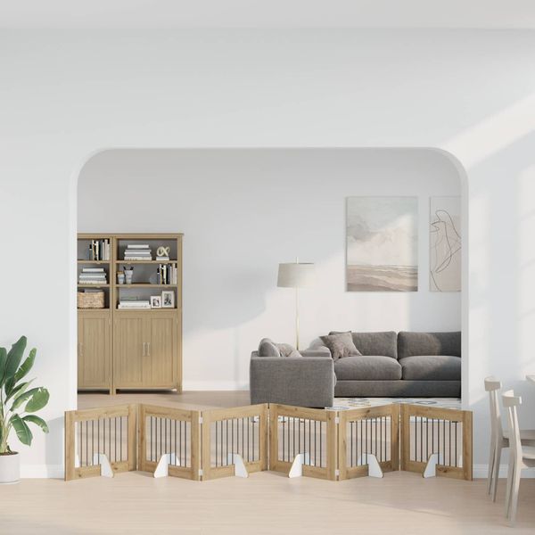 vidaXL Skladacia psia brána so stojanmi 6 ks Dub artisan 482 cm