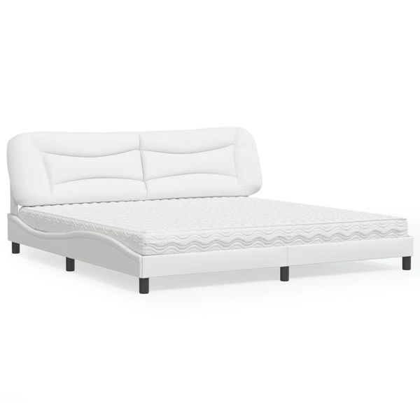 vidaXL Posteľ s matracom Hvar biela 200x200 cm umelá koža