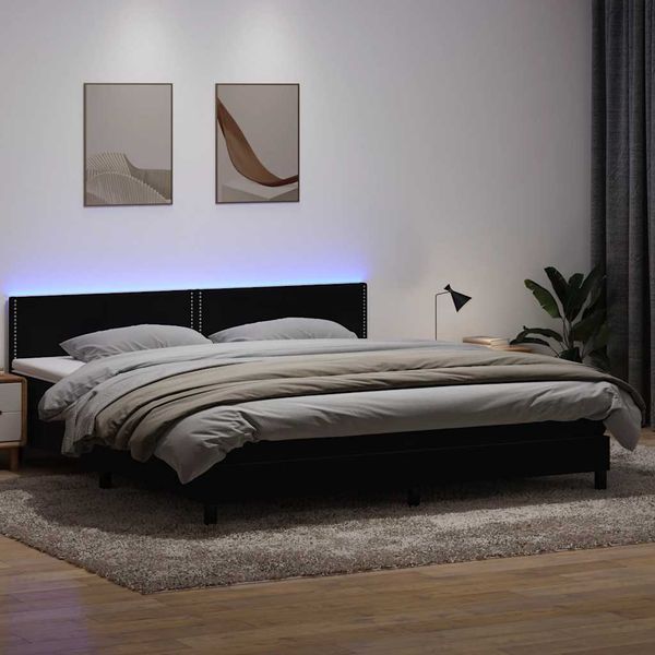 vidaXL Box Spring Posteľ s matracom a LED Čierna 180x220 cm Zamat