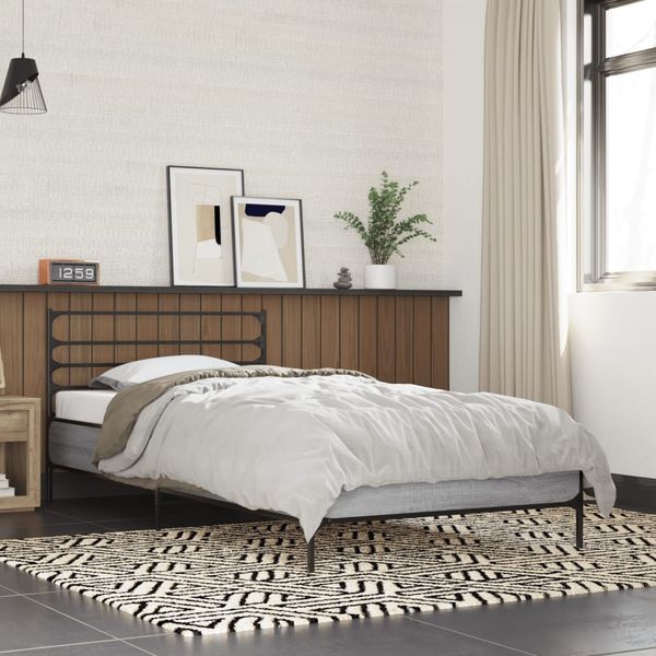 vidaXL Posteľný rám dub sonoma 75x190 cm kompozitné drevo a kov