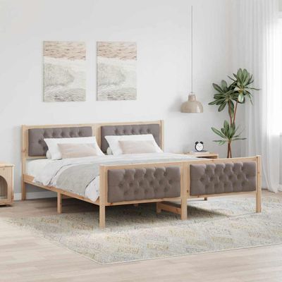 vidaXL Rám postele Sivohnedá 160 x 200 cm Masívne borovicové drevo