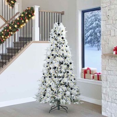 vidaXL Umelý Sklápací Vianočný Stromček Biela 240 cm PE a PVC