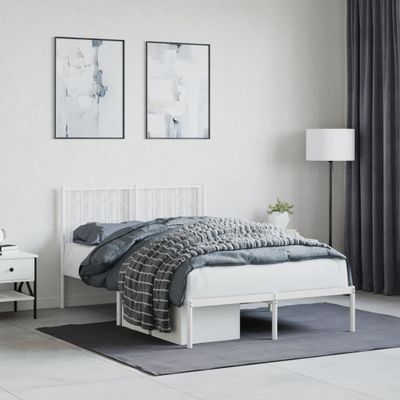 vidaXL Kovový rám postele s čelom biely 120x190 cm