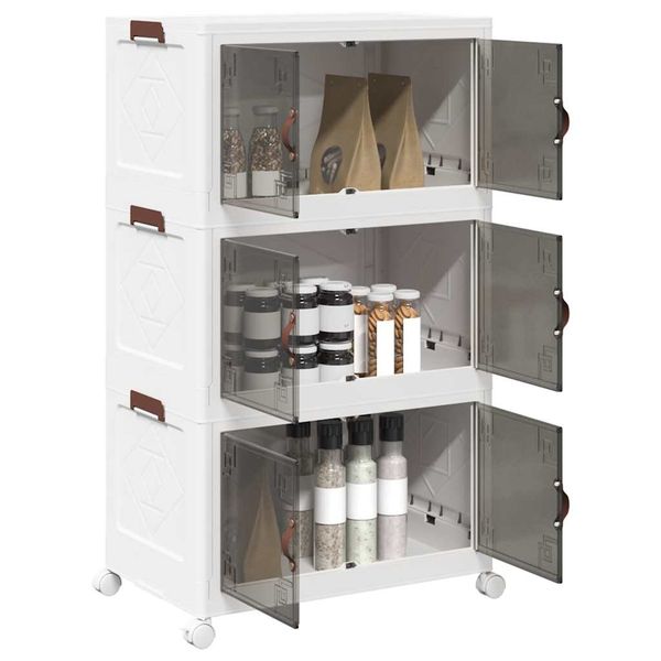 vidaXL stohovateľný úložný box kolesami 3vrstvový 75L 64x39,5x110,5 cm