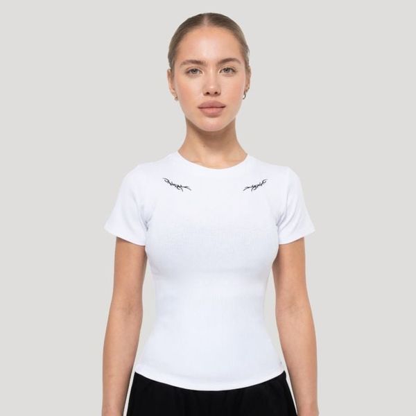 Dámske tričko Tribal Ribbed White - GymBeam, veľkosť XL