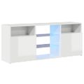 vidaXL TV skrinka s LED svetlami lesklá biela 120x30x50 cm