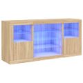 vidaXL Komoda s LED svetlami dub sonoma 142,5x37x67 cm