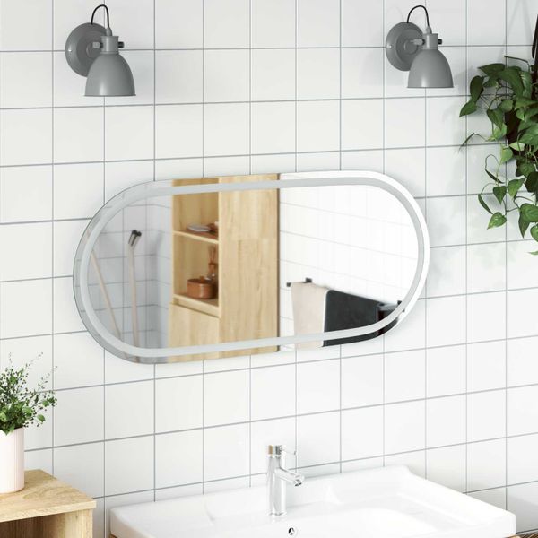 vidaXL Zrkadlo do kúpeľne s LED Priehľadná 100 x 45 cm tvrdené sklo