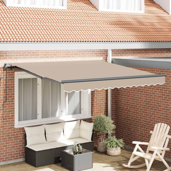 vidaXL Sklopná markíza Béžová 350 x 250 cm Polyester a hliník