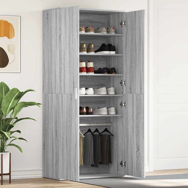 vidaXL Skriňa na topánky Sivý Sonoma 80 x 39 x 178 cm Kompozitné drevo