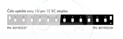 Čelo optickej vane 1U pre 12 SC simplex BK
