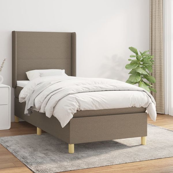 vidaXL Boxspring posteľ s matracom sivohnedý 100x200 cm látka