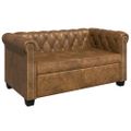 vidaXL Pohovka Chesterfield, 2-miestna, umelá koža, hnedá
