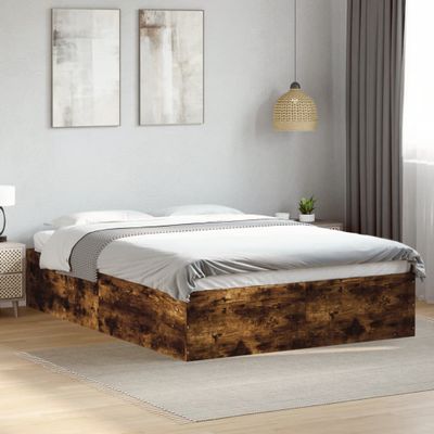 vidaXL Posteľný rám dymový dub 120x200 cm kompozitné drevo