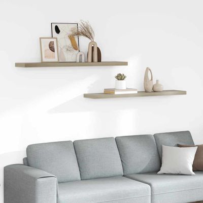 vidaXL Plávajúce nástenné police 2 ks, dubové 120x23,5x3,8 cm, MDF