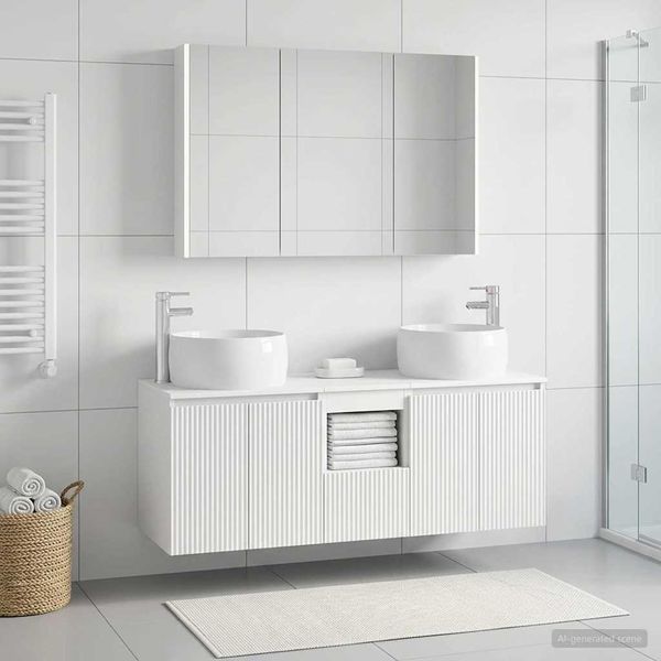 vidaXL Set kabinetov do kúpeľne 4 pcs Biela Kompozitné drevo