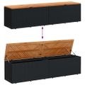 vidaXL Záhrad. úložný box čierny 220x50x54 cm polyratan akáciové drevo