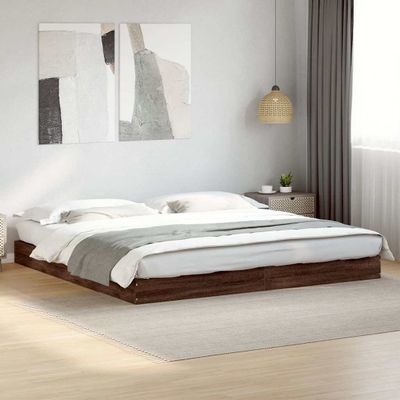 vidaXL Posteľný rám bez matraca hnedý dub 180x200 cm kompozitné drevo