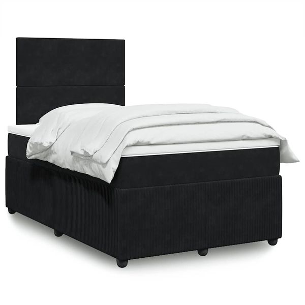vidaXL Posteľný rám boxspring s matracom čierny 120x200 cm zamat