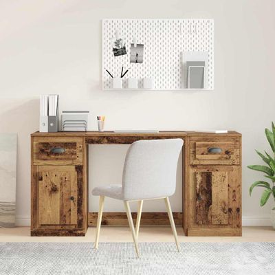 vidaXL Stôl s kabinetom so zásuvkou Staré drevo 154,5 x 50 x 75 cm