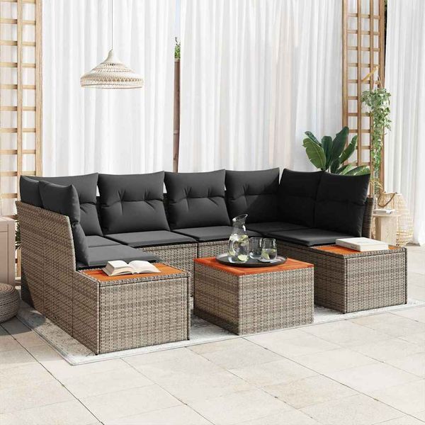 vidaXL Súprava záhradných pohoviek s vankúšom 6 pcs Sivá Poly ratan