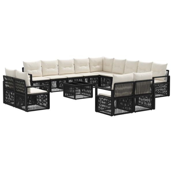vidaXL Súprava záhradných pohoviek 14 pcs Čierna polyratan