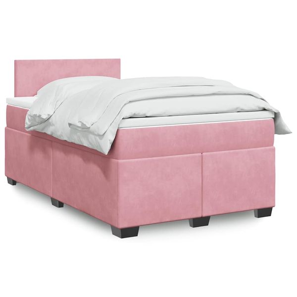 vidaXL Boxspring posteľ s matracom, ružová 120x190 cm, zamat