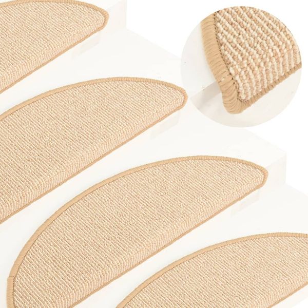 vidaXL Schodové rohože 15 ks 56x17x3 cm krémové, polkruhové