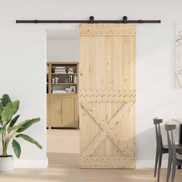vidaXL Posuvné dvere NARVIK Prírodná a čierna 90 x 210 cm (213,5 cm)