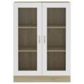 vidaXL Vitrína, biela a dub sonoma 82,5x30,5x115 cm, kompozitné drevo