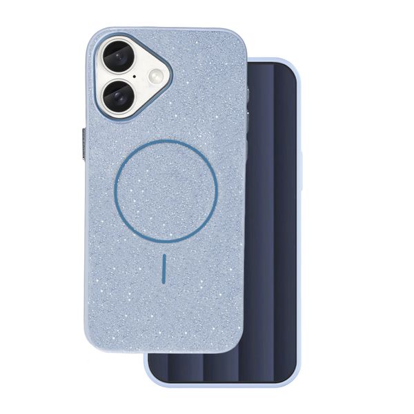 Trblietavé tenké Mag puzdro pre iPhone 16 6,1" modrá