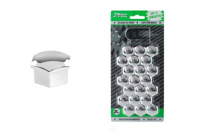 Sada krytiek na skrutky kolies 21 mm - chrómové
