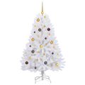 vidaXL Umelý Sklápací Vianočný Stromček LED Biela 80 x 80 x 150 cm