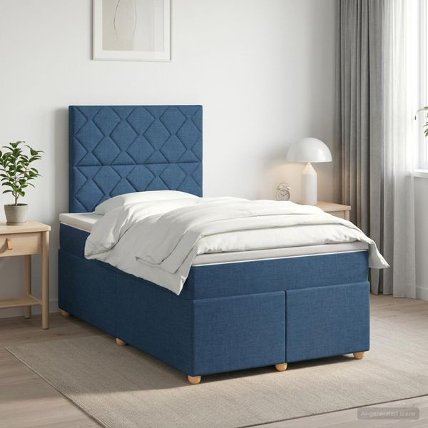 vidaXL Posteľ boxspring s matracom Modrá 120 x 200 cm Látka