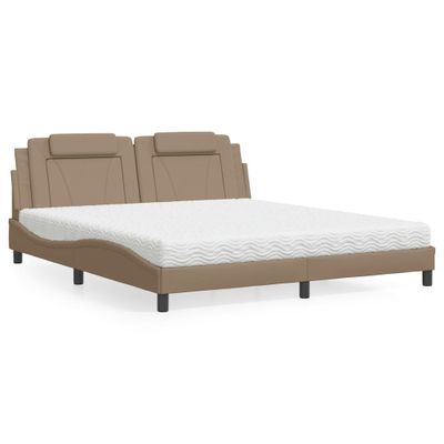 vidaXL Posteľ Viana s matracom kapučínová 180x200 cm umelá koža