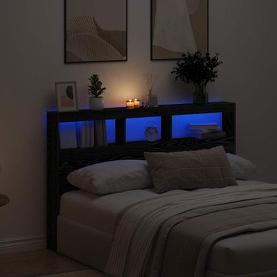vidaXL Skrinka na čelo postele s LED čierna dub 160x17x102 cm