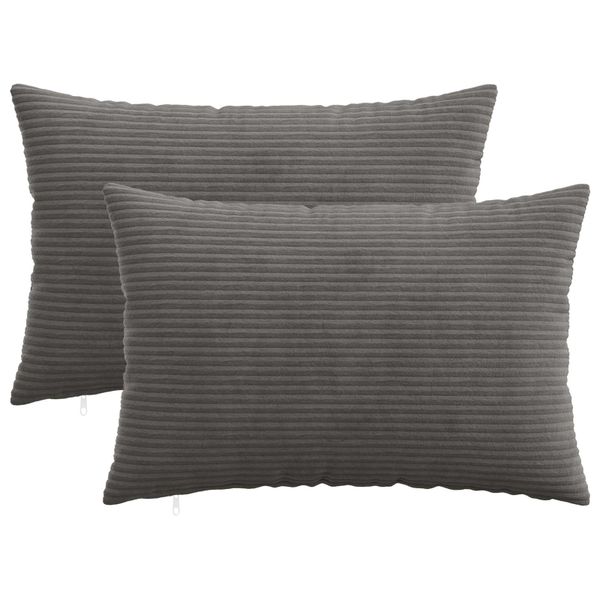 vidaXL Poťah na podložku 2 pcs HEERLEN Tmavosivá 50 x 75 cm manšestr