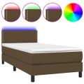 vidaXL Posteľ boxsping s matracom a LED tmavohnedá 80x200 cm látka