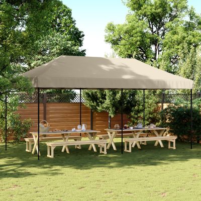 vidaXL Skladací pop-up párty stan sivohnedý 580x292x315 cm