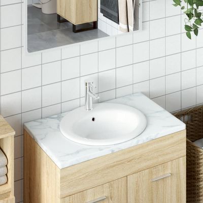 vidaXL Kúpeľňové umývadlo biele 52x46x20 cm oválne keramické