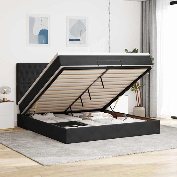 vidaXL Osmanský rám postele s matracmi čierna 180x200 cm zamat
