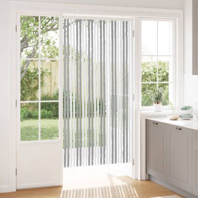 vidaXL Záves proti hmyzu z chenille Šedý a biely 100 x 200 cm 100% PP