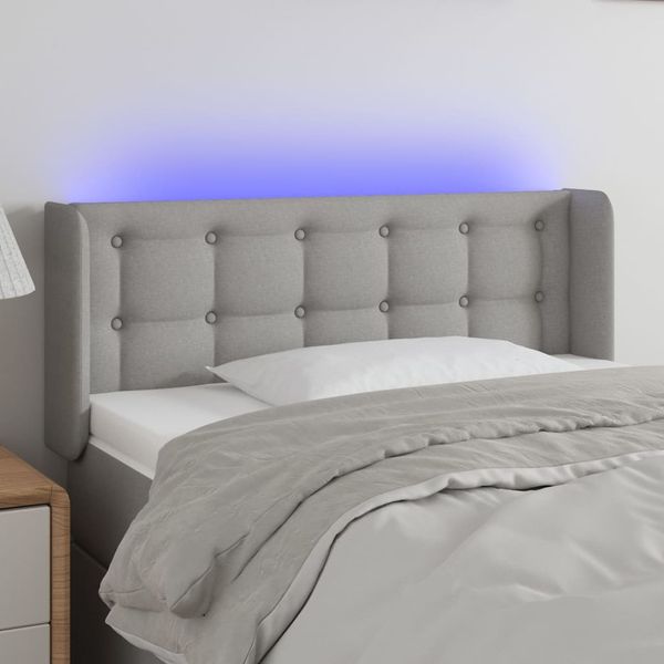 vidaXL Čelo postele s LED bledosivé 93x16x78/88 cm látka