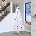 vidaXL Umelý vianočný stromček s 300 LED-i Biela 240 cm PVC a oceľ
