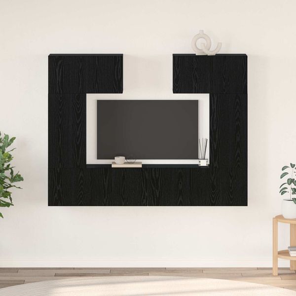 vidaXL Zostava TV skriniek Nástenný 6 pcs Čierny dub Kompozitné drevo